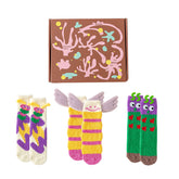 Gift Box Set Women Crew Socks Caterpillar Series Funny Fuzzy Thick Warm Soft Socks